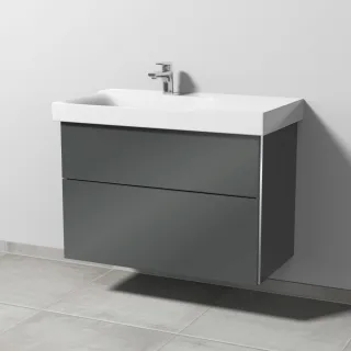 Sanipa 3way Waschtischunterbau zu Geberit Xeno2 Waschtisch mit 2 Auszügen, Anthrazit-Glanz BS66279