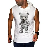 RMK Tanktop Herren Tanktop Muskelshirt Gym Ärmellos Shirt mit Teddybär Druck aus Baumwolle