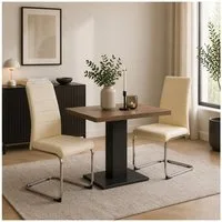 HTI-Living Freischwinger Schwingstuhl SallyC PU Beige (Set, 2 St), Freischwinger Esszimmerstuhl Kunstleder