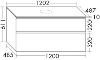 Burgbad Waschtischunterschrank Lin20 Melamin 611x1202x487 Eiche Dekor Klassik, WWYI120F6433 WWYI120F6433