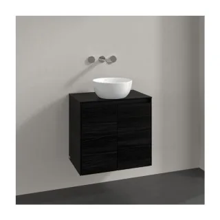 Villeroy und Boch Collaro Waschtischunterschrank C150B0AB 60x54,8x38cm, Waschtisch mittig, LED-Beleuchtung 4,2 W, black oak