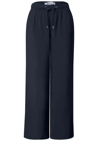 Street One - High Waist Wide Leg Hose im Loose Fit deep blue - Gr. - 30