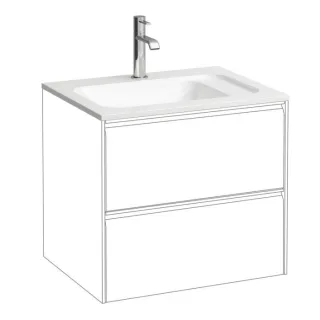 Laufen Meda Waschtisch H8141130001111 57,5x44,5cm, aus Marbond, ohne Überlauf, mit Hahnloch, weiß