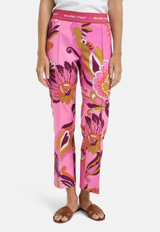 Milano Italy - Pants with elastic waistband, pin tucks at frontlegs and kickflar - Gr. - 34