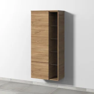 Sanipa 3way Stauraumschrank mit 1 Tür, 1 Auszug und offenen Fächern, Eiche-Kansas SM18259