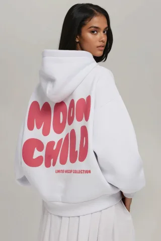 Übergroßer bedruckter Kapuzenpullover