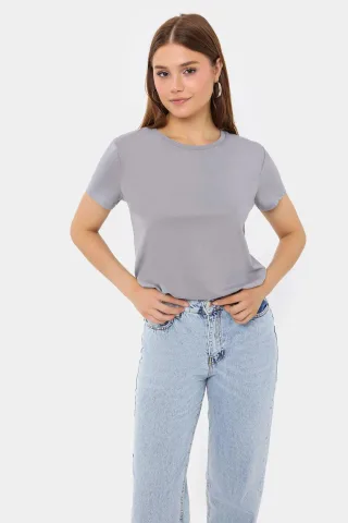Basic Rundhals T-Shirt mit kurzen Ärmeln