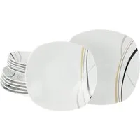 CreaTable Tafelservice Square City Line, Tafel-Service 12-tlg (12-tlg), 6 Personen, Porzellan, Teller Set, Moderner Urban Style