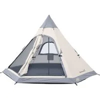 Skandika Tipi-Zelt Tipi Hetta 335 Protect, Fest eingenähter Zeltboden, UPF 50 +, Personen: 4 (2 Eingänge mit Doppeltüren mit Moskitonetz, Robuste Tragetasche), 2m Stehhöhe, UV 50+, 3000mm Wassersäule, für 4 Mann, Outdoor, Glamping