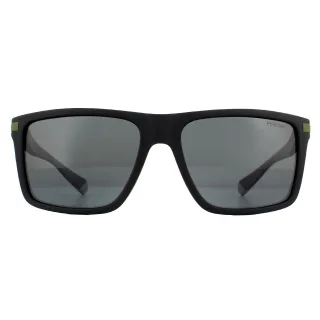Polaroid Rectangle Mens Schwarz Grün Grau Polarisierte Sonnenbrille