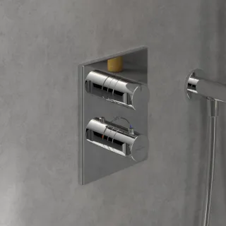 Villeroy & Boch Universal Taps & Fittings Fertigmontageset TVD00065300061 Unterputz-Duschthermostat, eckig, mit Zweiwege-Mengenregulierung, chrom