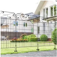 Outsunny Zaun 4er Set Gartenzaun 3,52 x 1,1 m Dekorative Gitterzaun, (Drahtzaun, 4-St., Drahtgitter), für Garten, Balkon, Metall, Schwarz
