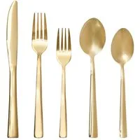 Intirilife Besteck-Set (20-tlg), 4 Personen, Edelstahl, Besteck Set Edelstahl in Gold Essbesteck 4 Personen Spülmaschinenfest