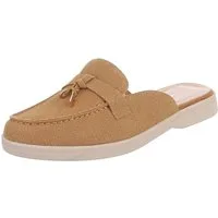 Ital-Design Damen Mule Schlupfschuh mit Metallic-Detail Pantolette (91742516) Blockabsatz Pantoletten in Camel