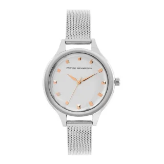 French Connection - Analoge Armbanduhr für Damen, Edelstahl (Weiß)