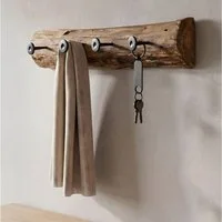 Levandeo® Garderobe, Garderobe Teak Holz 4 Haken L50cm Hakenleiste Recyclingholz Wanddeko