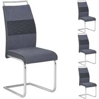 CARO-Möbel Esszimmerstuhl ERZA (4 St), Schwingstuhl 4er-Set mit Stoffbezug und Kunstledereinsatz Dunkelgrau