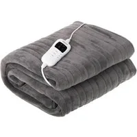 Camry Heizdecke CR 7434, Elektrische Wärmedecke, 160 x 180 cm, mit Timer, Super Soft, grau