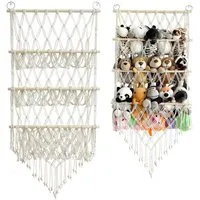 Refined Living Hängekorb Hängeregal 3 Etagen Kuscheltier Hängeorganizer Hängeaufbewahrung (Wandregal Wand-Organizer Handgewebtes Baumwollseil Boho-Makramee, 1 St., Stofftier Spielzeug Hängematte Kuscheltier Aufbewahrung über der Tür), Wand Aufbewahru