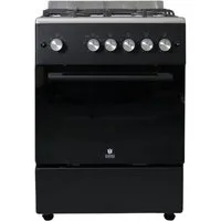 Gasline Gas-Standherd mit Gasbackofen mit Thermostat, 60cm breit SHGG6060FGWB, mit Grill, Umluft & Beleuchtung, Schwarz/Edelstahl, Zündsicherung, elektrische Zündung, Erdgas Propangas