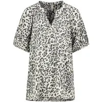 Eight2Nine Blusenshirt Sommerliche Viskose Bluse mit Tunnelzug und Raglanärmeln Allover Print Bluse Dress
