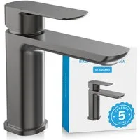 Bächlein Badarmatur Elegante Waschtischarmatur Mizarela (Anthrazit) hochwertiger Wasserhahn im minimalistischen Design