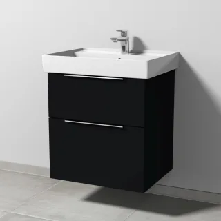 Sanipa 3way Waschtischunterbau zu Villeroy & Boch Collaro Waschtisch mit 2 Auszügen, Schwarz-Matt UF83408