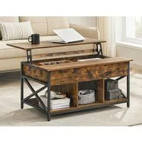 VASAGLE Couchtisch höhenverstellbar, Wohnzimmertisch, sofatisch (inkl. Zubehörpaket & Anleitung) aufklappbar), holz, versteckter Stauraum, 60 x 100/120 x (48-62) cm