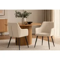 ACTONA GROUP Esszimmerstuhl Glenda 2er Set, Stoff - mit Armlehne & gepolstert in mehreren Farben, Bequemer Stuhl im skandinavischen Design & modernem Look
