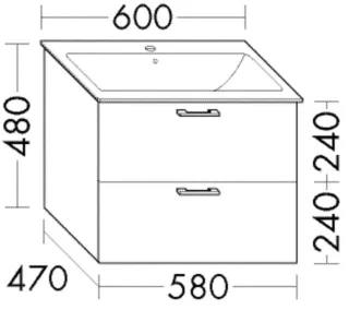 Burgbad Waschtischunterschrank Sys30 PG3 Diago 480x580x470 Schilf Matt, WWCQ058F3354 WWCQ058F3354