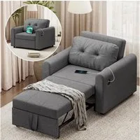 H.yeed Schlafsofa 190×84cm mit USB & Typ-C-Anschluss, Verstellbare Rückenlehne
