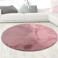 Carpetia Fellteppich Kunstfell Hasenfell-Optik, rund, Höhe: 10 mm, seidig weich & flauschig mit dichter Kurzflorstruktur