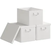 Woltu Aufbewahrungsbox (3 St., Set), mit Deckel, mit Griffen, faltbare Box für Kleidung Spielzeug