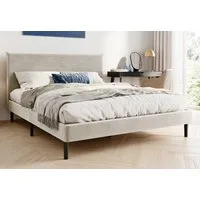 Home Collective Polsterbett 140x200 und 160x200 cm mit Lattenrost und weichem Bezug, Bettgestell (Doppelbett mit gepolstertem Kopfteil, robustes Gestell, hoher Liegekomfort), 160x200 cm, Beige, Cordbezug