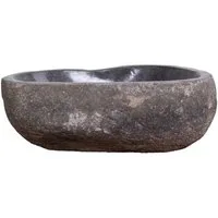 tinkaro Waschbecken Flusstein-35x40x15 cm Natur (1-St), Organisches Handwaschbecken für die tägliche Nutzung im Badezimmer