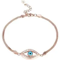 Karisma Armband Karisma Damen Silber 925 rhodinert Böses Auge Nazar Verlängerung 3cm, - Roségold Weiße Steine