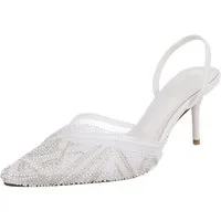 Ital-Design Damen Festliche Brautschuhe mit Spitze und High Heel Schnürpumps (91895512) Pfennig-/Stilettoabsatz Pumps in Weiß