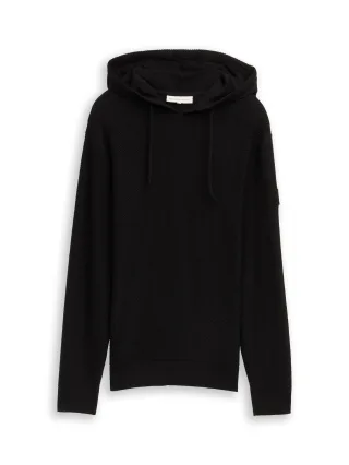 Denim Tom Tailor - Strickpullover mit Kapuze black - Gr. - S