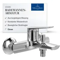 Villeroy & Boch Wannenarmatur Oasis Aufputz Wasserhahn Badewanne mit Rückflussschutz und Umstellfunktion