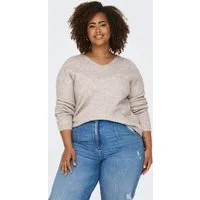 ONLY CARMAKOMA Strickpullover CARCAMILLA V-NECK L/S PULLOVER KNT NOOS Materialmix