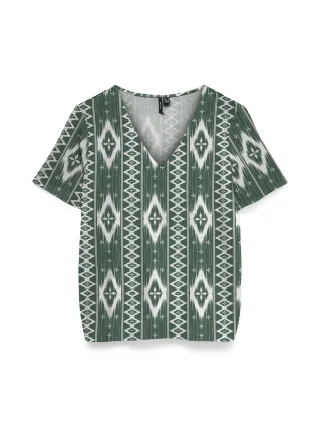 VERO MODA - VMMYMILO LIN S/S V-NECK TOP WVN GA BOO - Gr. - XS