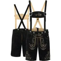 Steigenhöfer Manufaktur Trachtenlederhose Lederhose Herren Tracht kurz - Ludwig - 100% Rindsleder - Kurze Hose (Inklusive verstellbaren Trägern) Traditionelle Echtlederhose - Ideal für Dein Oktoberfest Herren Outfit
