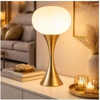 GLOBO LIGHTING LED Tischleuchte, Leuchtmittel inklusive, Warmweiß, Tischleuchte Tischlampe Wohnzimmerlampe messing Opalglas LED H36,9 cm