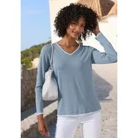 Vivance by Lascana V-Ausschnitt-Pullover mit Kontrastkanten, Basic-Pullover aus weichem Feinstrick, casual