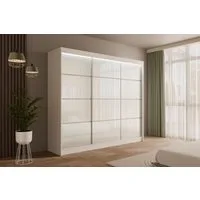 ALTDECOR Schiebetürenschrank PEKA3 (Kleiderschrank Garderobenschrank mit viel Stauraum Moderner Schrank) Vielseitiger Schwebetürenschrank Lacobel LED Beleuchtung