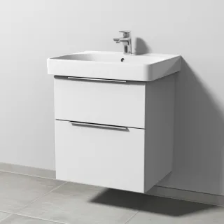 Sanipa 3way Waschtischunterbau zu Geberit Smyle Square Waschtisch mit 2 Auszügen, Weiß-Soft UM67043