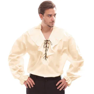 Rüschen-Hemd für Herren, beige
