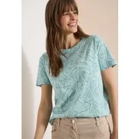 CECIL Kurzarmshirt Sommershirt mit Rundhals und Blätterprint
