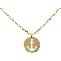 DAHEIM Kette mit Anhänger Halskette Anker (vergoldet), - filigrane Kette Maritim für Damen und Frauen, Heimat-Schmuck aus Ede
