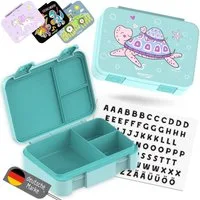 BEARFOOT Lunchbox Brotdose mit Fächern, leicht & auslaufsicher - Schildkröte, PP, ABS, Silikon, Kindergarten und Schule - Mädchen und Jungen, Vesperbox, Snackbox